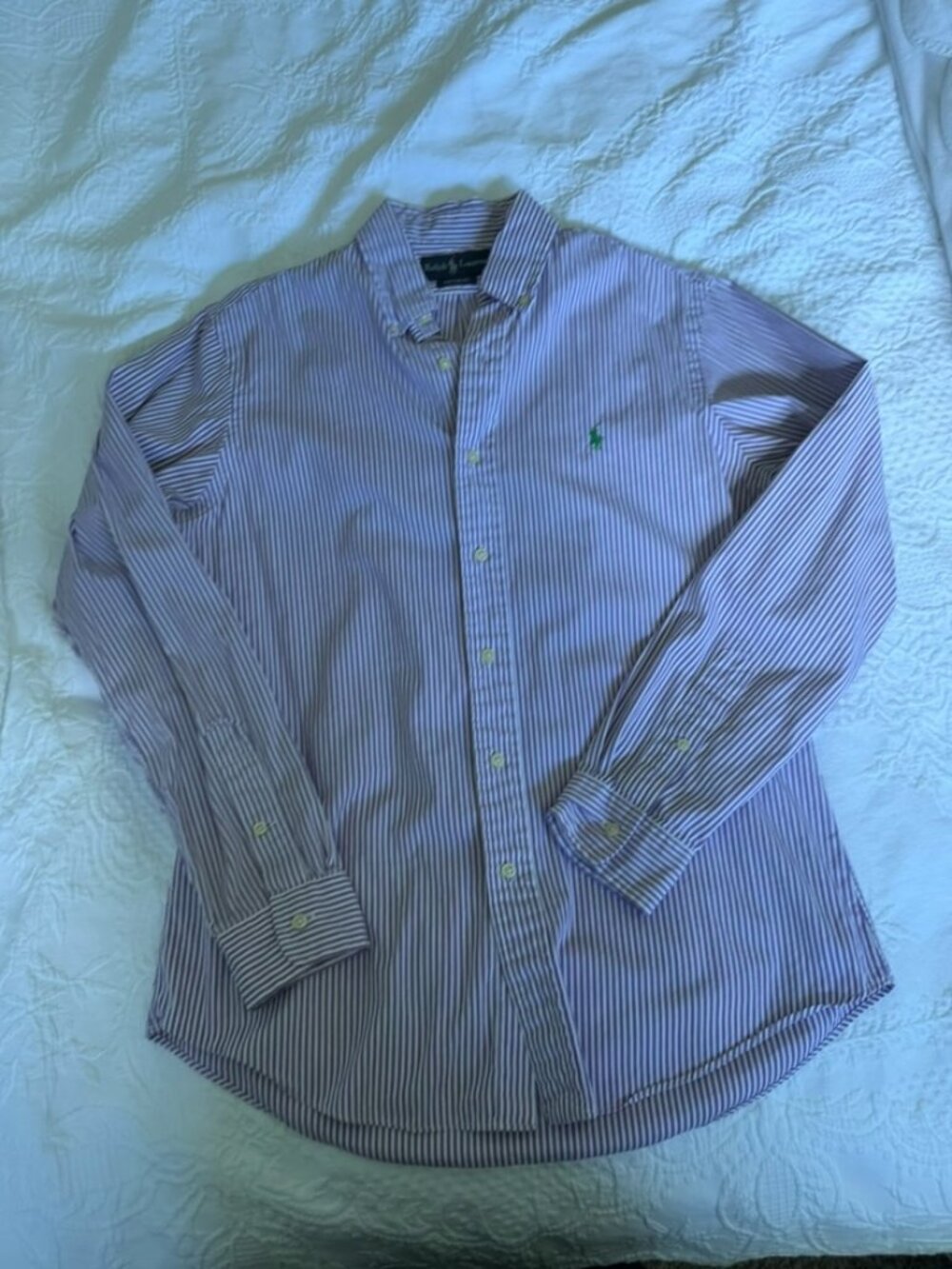 Polo Ralph Lauren Custom Fit Button Down - Purple and White Stripe